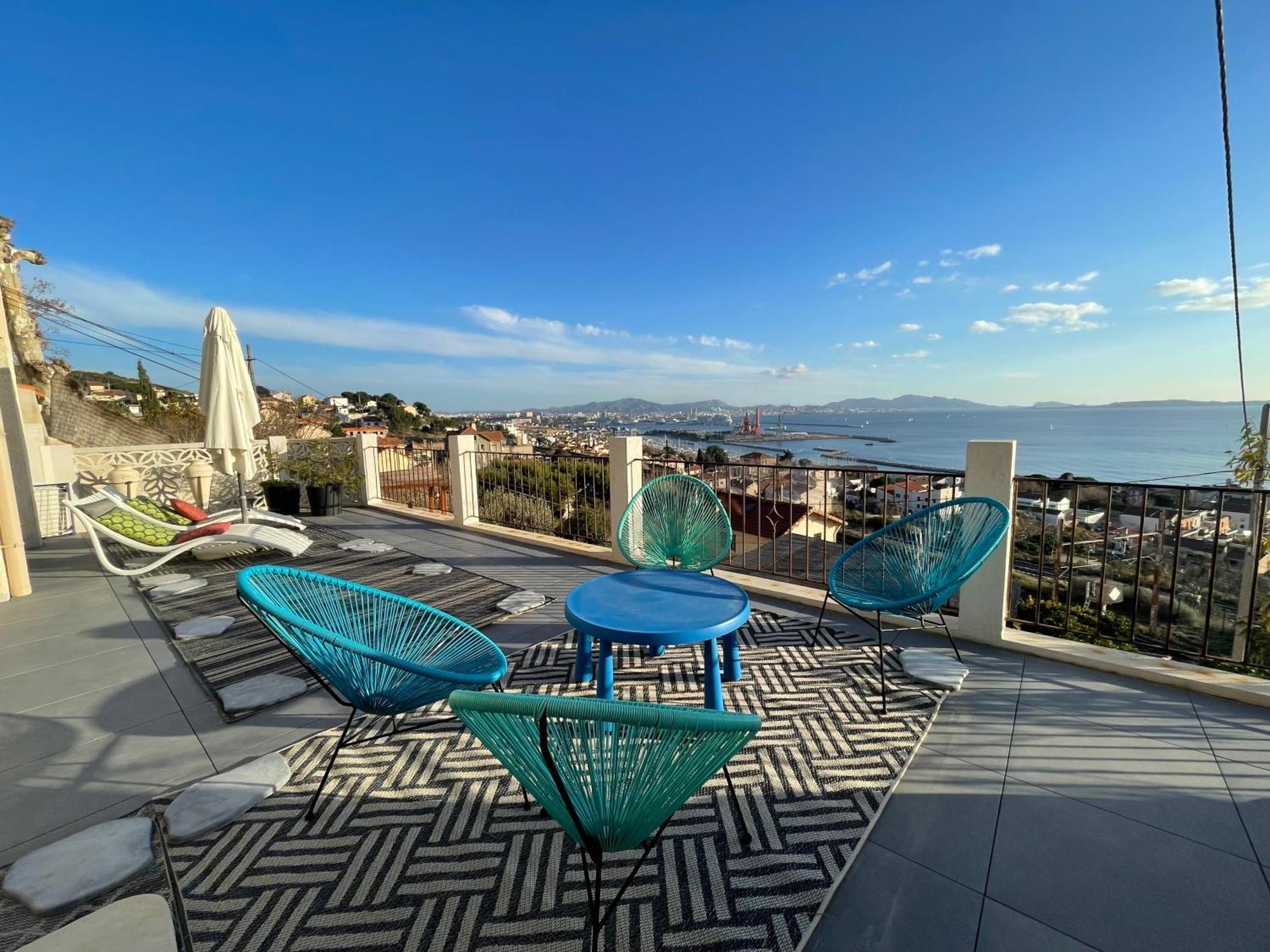 Superbe Terrasse Avec Vue Panoramique Sur La Mer Marselha Exterior foto